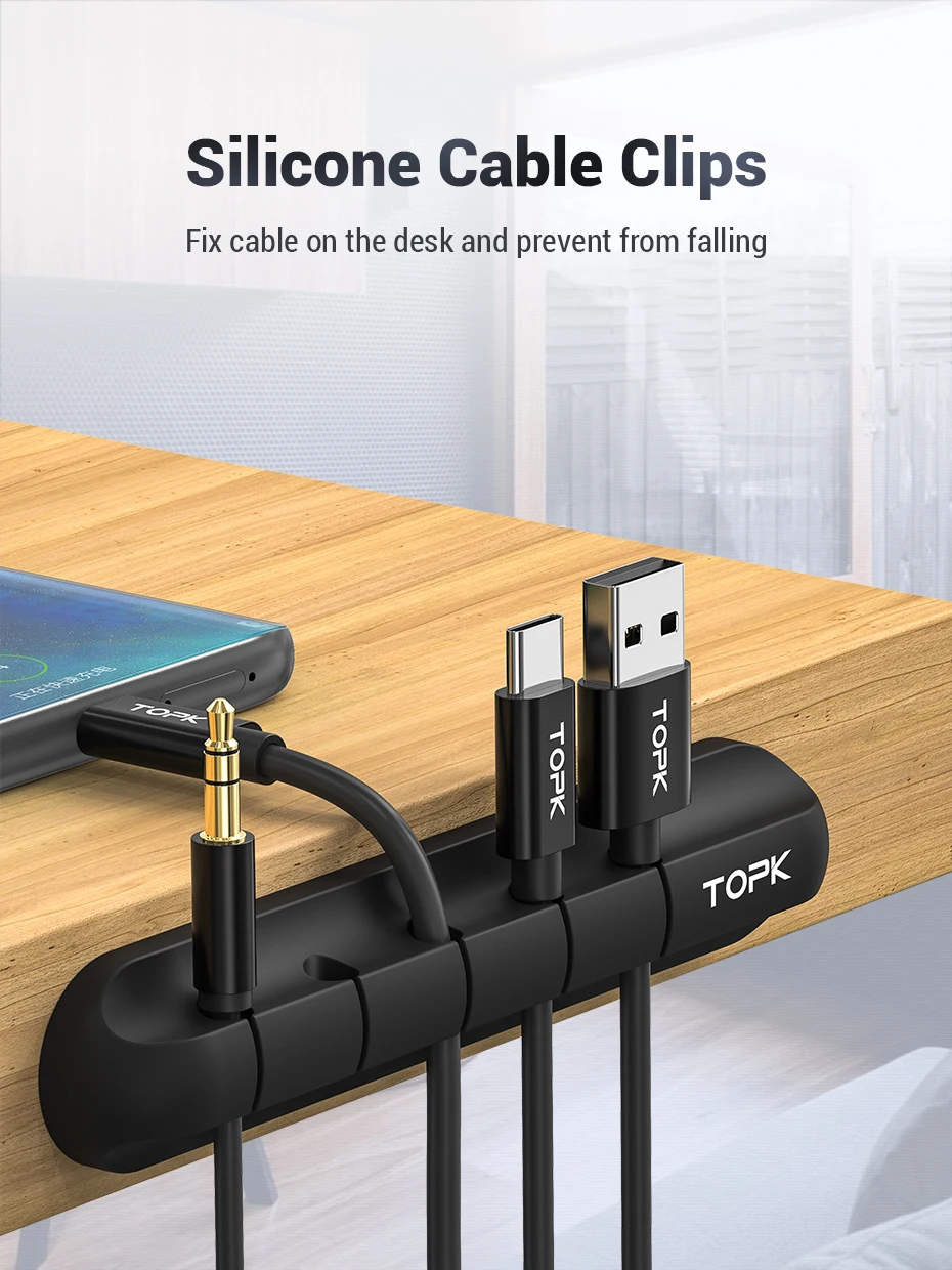 

TOPK car cable hub data cable storage cable organizer desktop tidy management clip mouse charging cable headset cable clip