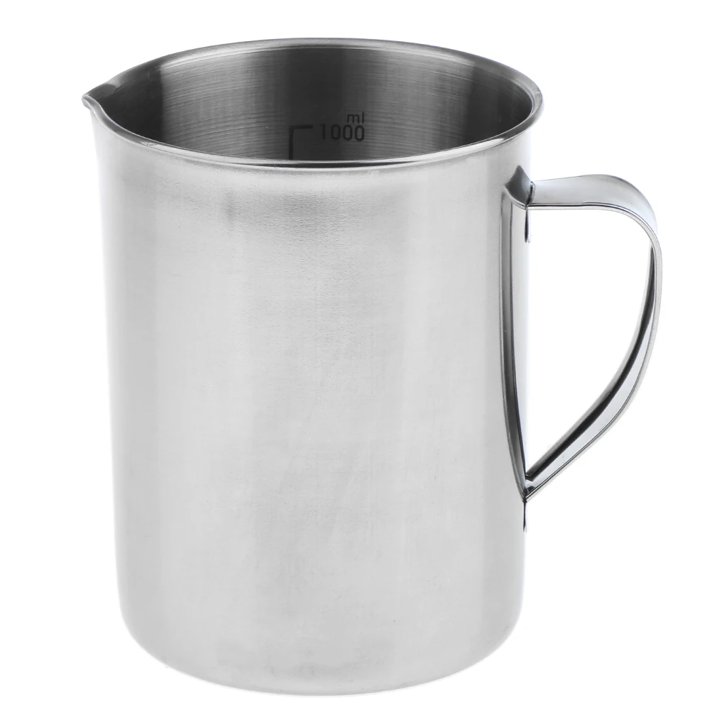 

Stainless Steel 500ml/1000ml Measuring Cup Jug with Marking Handle Coffee Milk