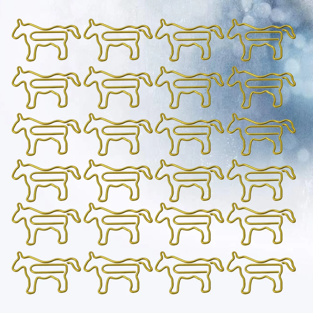 

30pcs Adorable Horse Shaped Paper Clips Creative Bookmarks Paper Clamp Needles for Home Office School (Golden Horse)