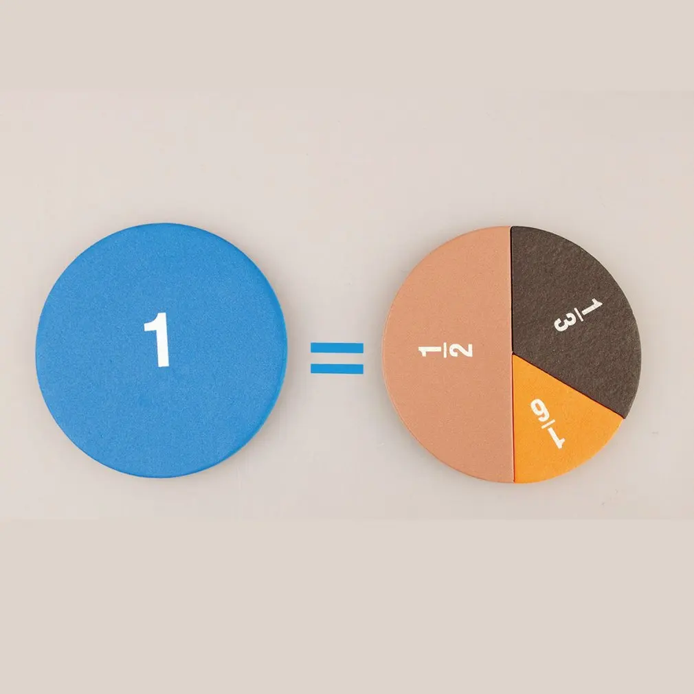 Juego de matem&aacute;ticas de educaci&oacute;n temprana para ni&ntilde;os, juego de matem&aacute;ticas sin im&aacute;n, con fracciones circulares, 51 piezas-3