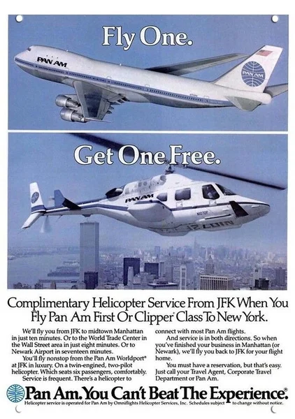 

Pan Am Airlines Jfk Helicopter & Jet Service Replica Metal Sign