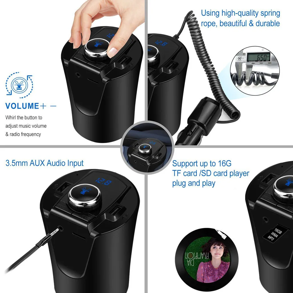 Bluetooth автомобильный fm передатчик беспроводной AUX аудио приемник радио адаптер