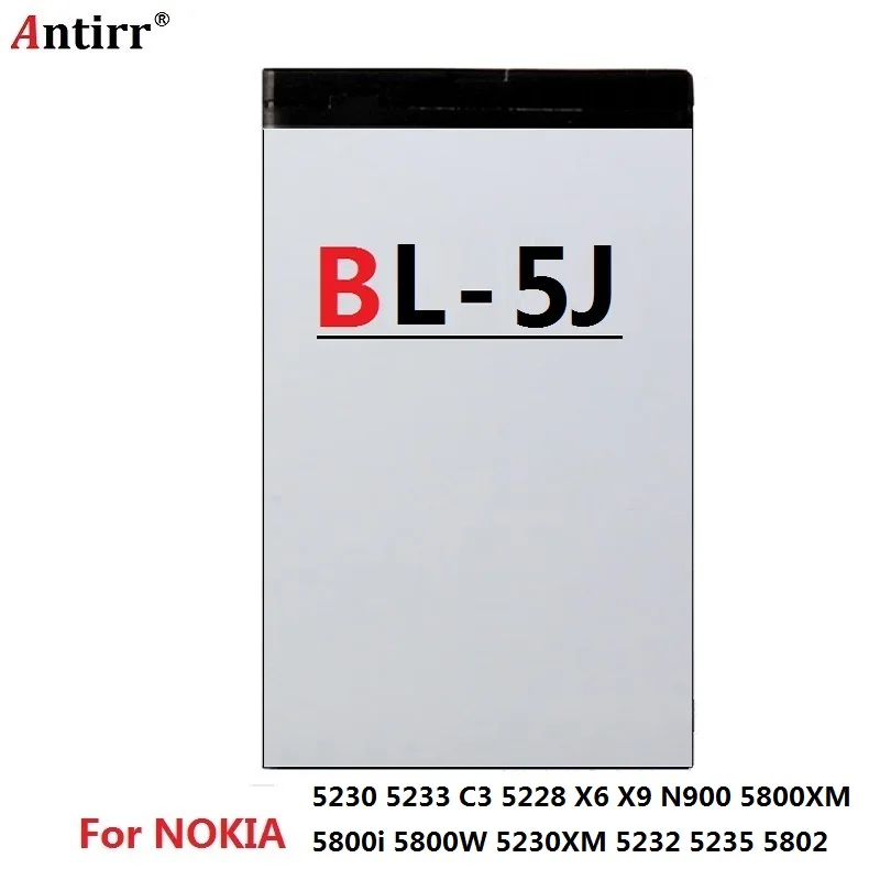 Аккумулятор BL-5J BL 5J BL5J для Nokia 5800 Nuron 5230 5233 C3 5228 X6 X9 N900 5800XM 5800i 5800W 5230XM 5232 5235 5802 |
