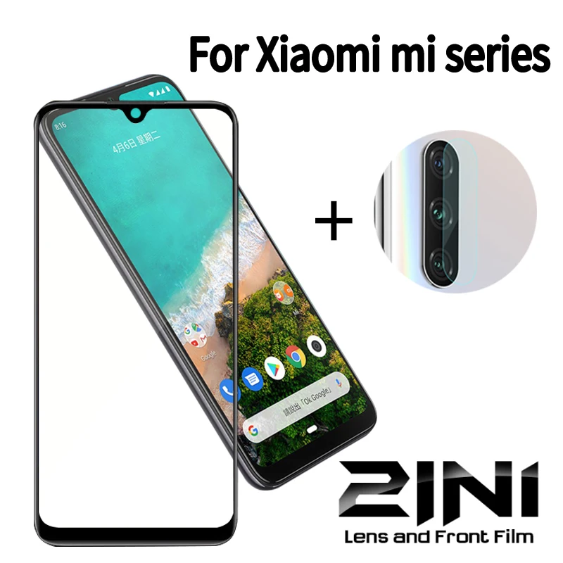 2 в 1 стекло для объектива камеры + экрана Xiao mi A1 A2 A3 Lite Полное покрытие Закаленное