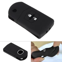 2 buttons black durable silicone flip folding car key case protector holder fit for mazda 2 3 5 6 bt50 cx 5 cx 7 cx 9 rx8 2020