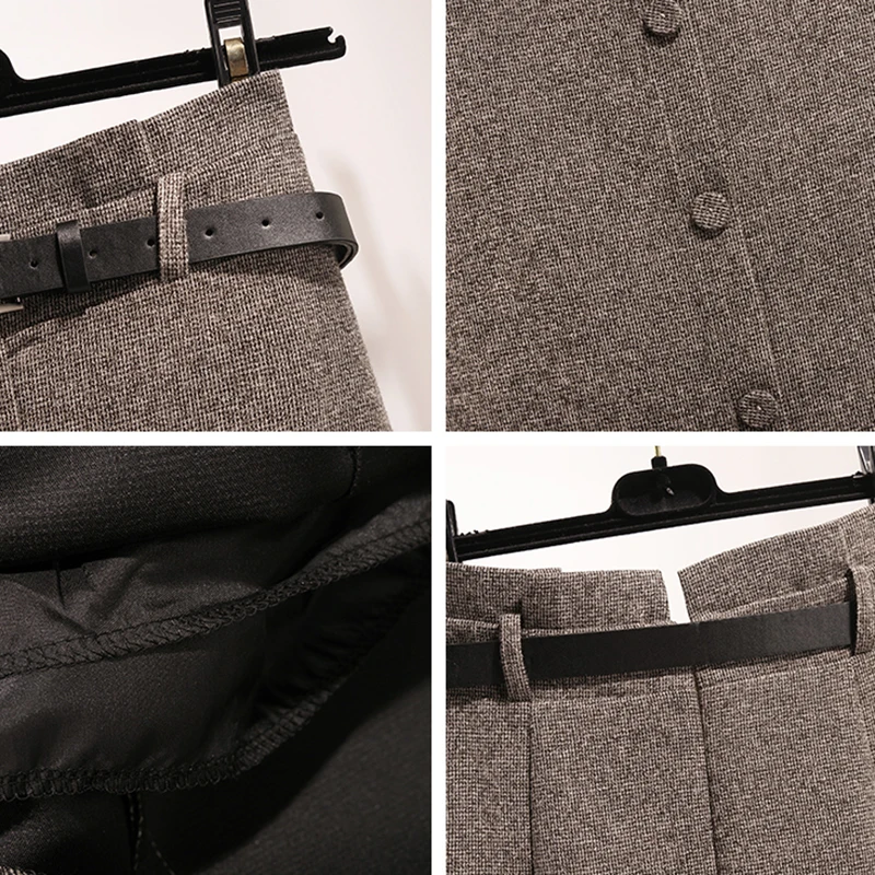 Юбка средней длины Saia однотонная До Колена из хлопка и льна с поясом на осень зиму