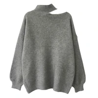 off shoulder big size knitting sweater loose turtleneck long sleeve women pullovers new fashion autumn winter 2020