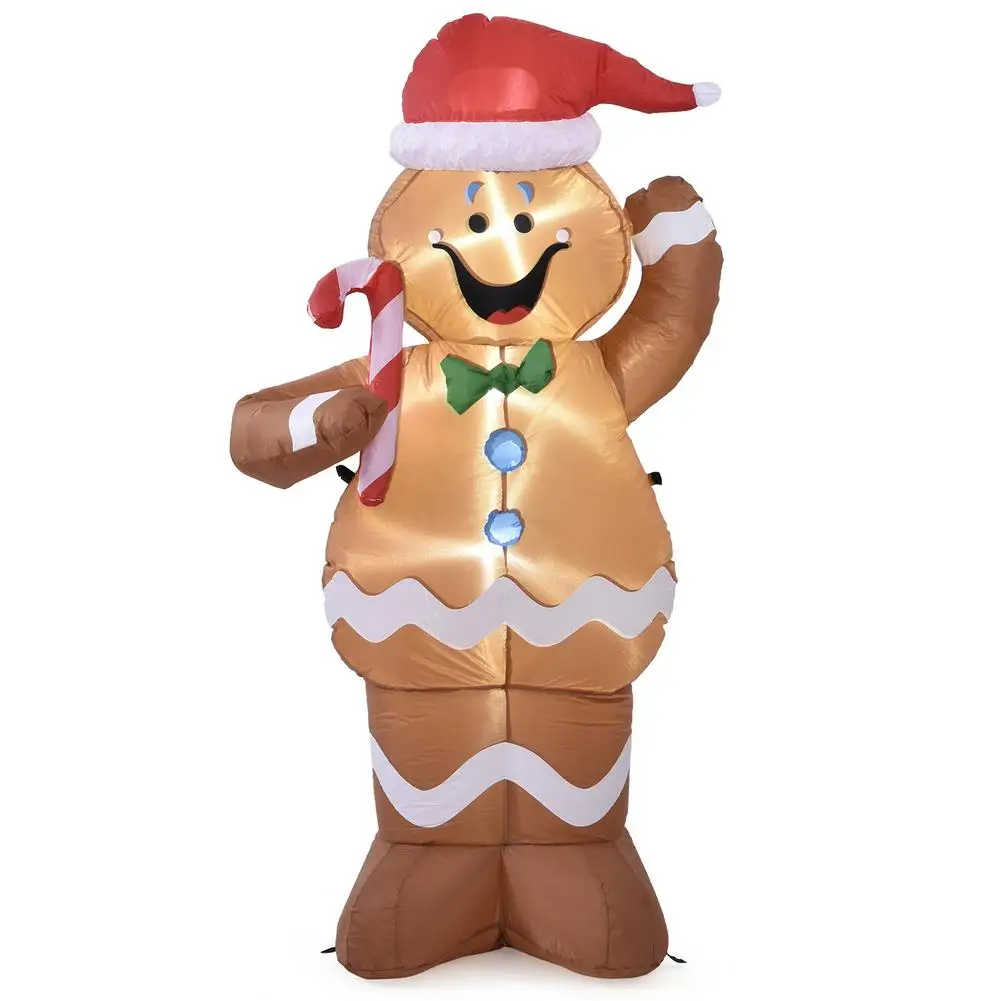 

150cm Christmas LED Luminous Inflatable Gingerbread Man Doll With LED Night Light Yard Garden Decor Christmas Props For Kid Gift