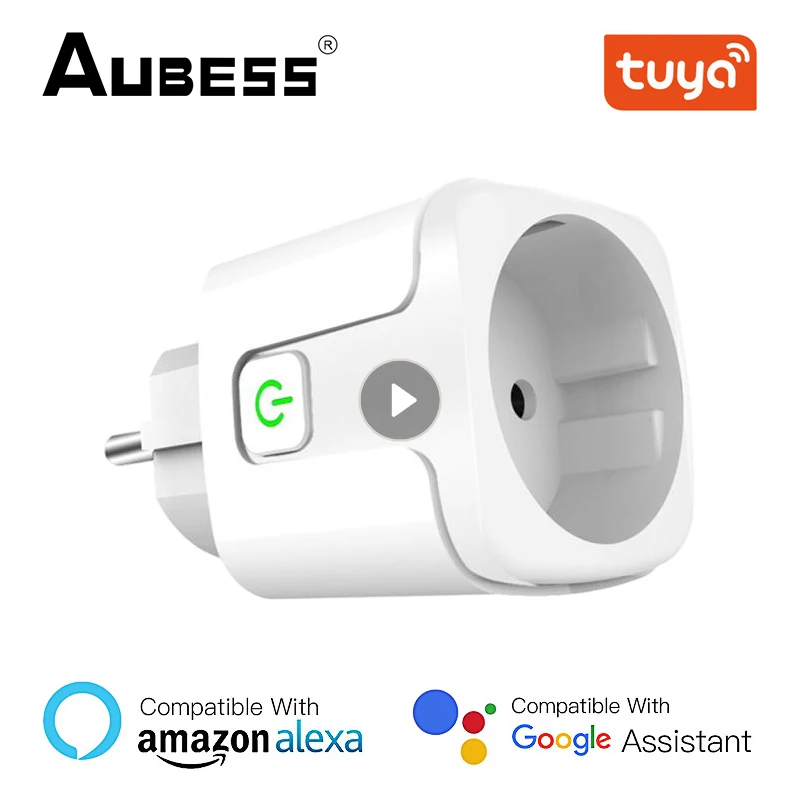 

1-5PCS Aubess Tuya Smart Plug EU Smart Socket 20A With Power Monitor Smart Home Wireless Timer Plug Works With Alexa Google Home