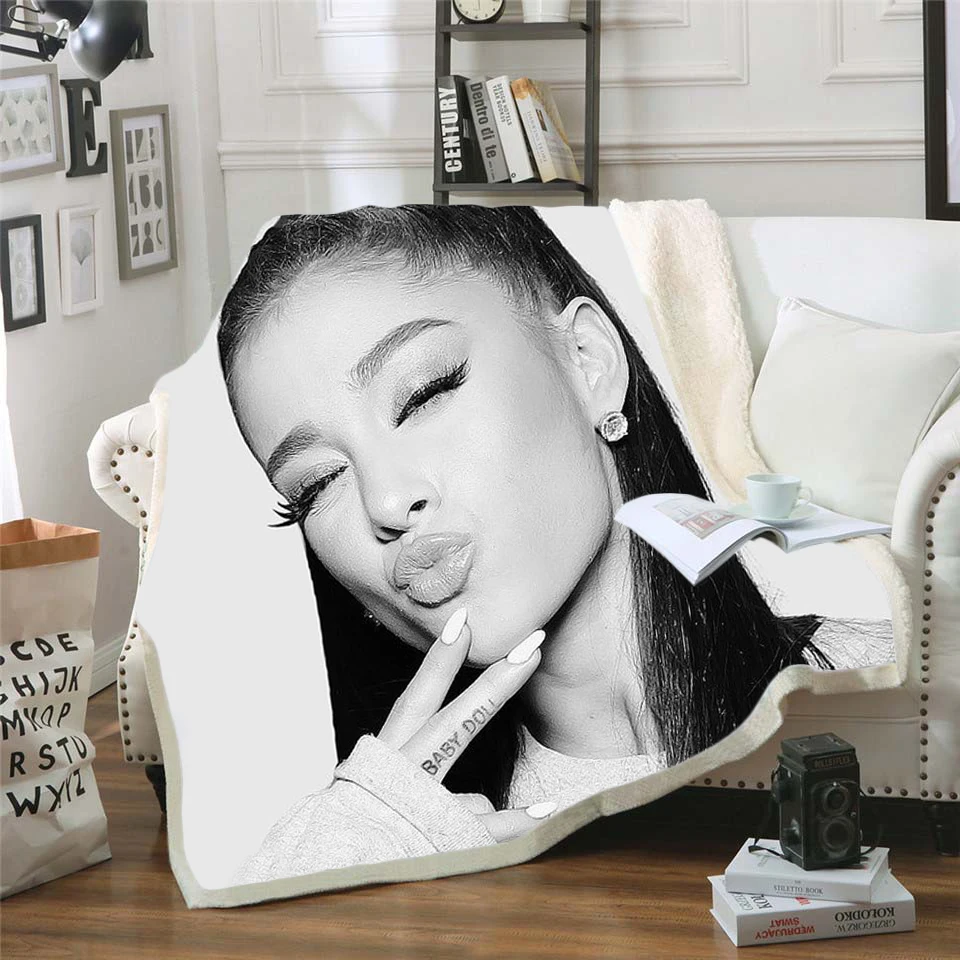 

Ariana Grand Fleece Blanket Plush 3d Printed for Adults Sofa Sherpa Fleece Bedspread Wrap Throw Blanket style-7