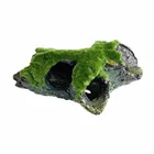 Искусственный пень с Мохом, украшение для аквариума, смола, обзор гор, рыба, игровое дерево, домик с отверстиями, пещера, декор для аквариума