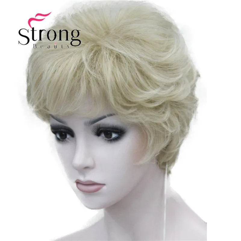 StrongBeauty Shag стиль синтетические парики короткие волнистые слоистые темно-Обурн пользовательские парики для афро-американских