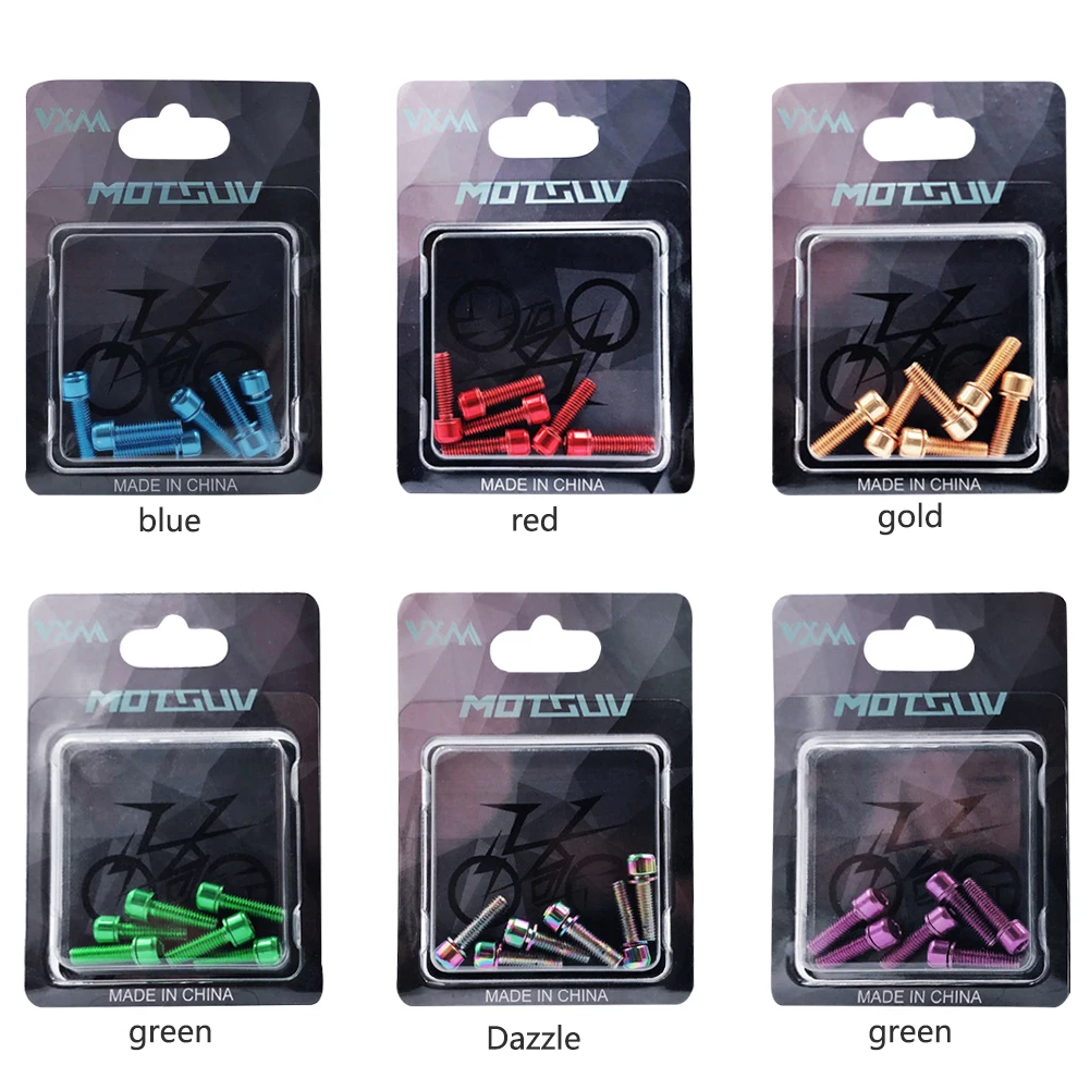 Винты для руля велосипеда MTB 6 шт./компл. Цветные Титановые винты из нержавеющей
