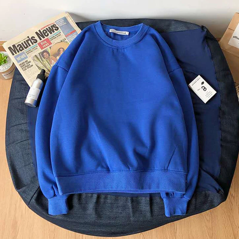 

Harajuku Women Korean Sweatshirt Female Autumn Winter Long Sleeve Loose Fleece Pullover Black Warm Crewneck Hoodies Feme