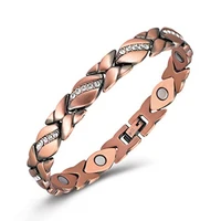 women bracelet copper magnetic therapy relieve arthritis pain chain ring adjustable crystal friendship bangle for femme trend