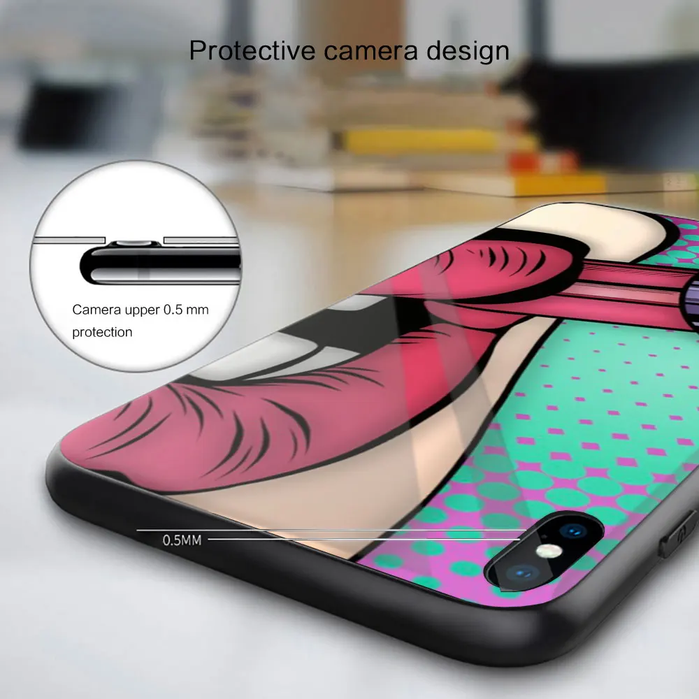 

Pink Sexy lips Soft Silicone Glass Case For Samsung Galaxy A10 A20 A30 A40 A50 A70 A31 A51 A71 Balck Cover