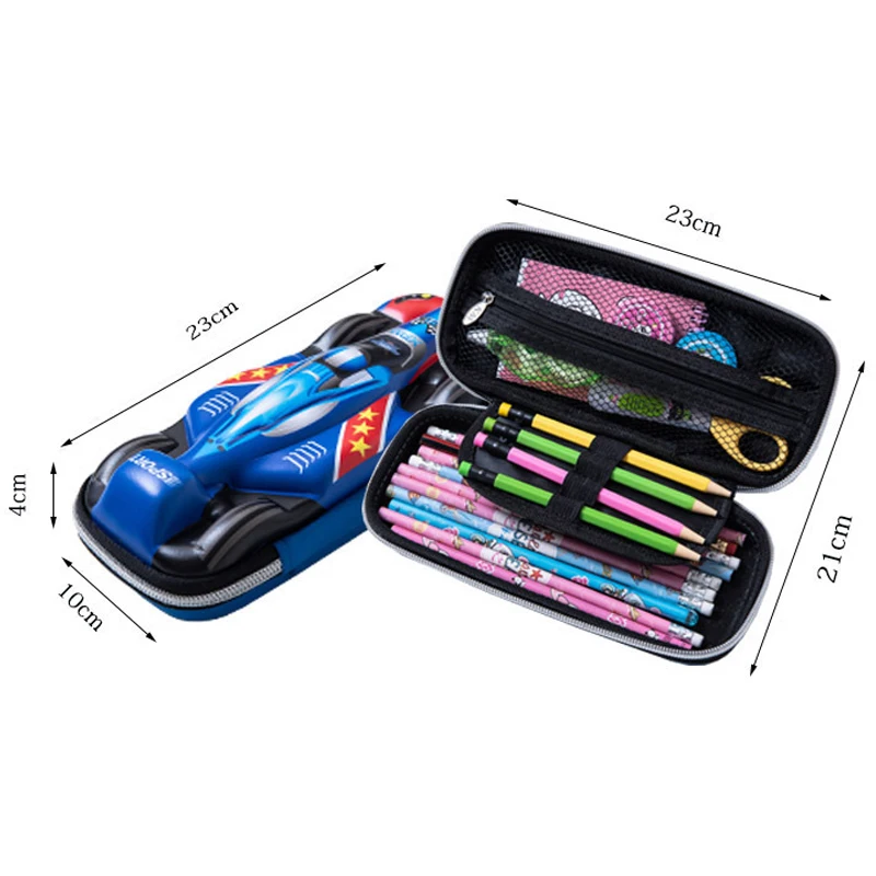 Большой Детский 3D чехол для карандашей из ЭВА с мультяшным гоночным автомобилем