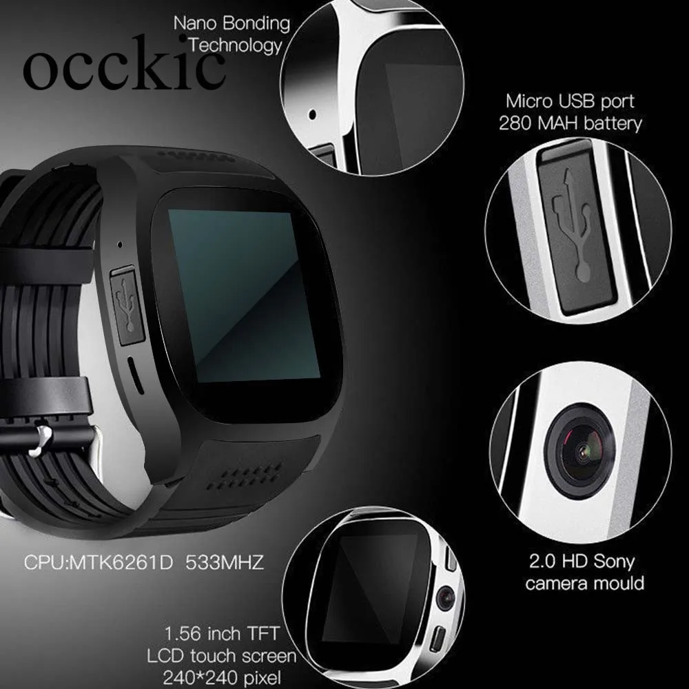 

occkic Smart Watches Bluetooth Sport Smartwatch Fitness Tracker Monitor With Camera Support SIM TF Card For Android Phone