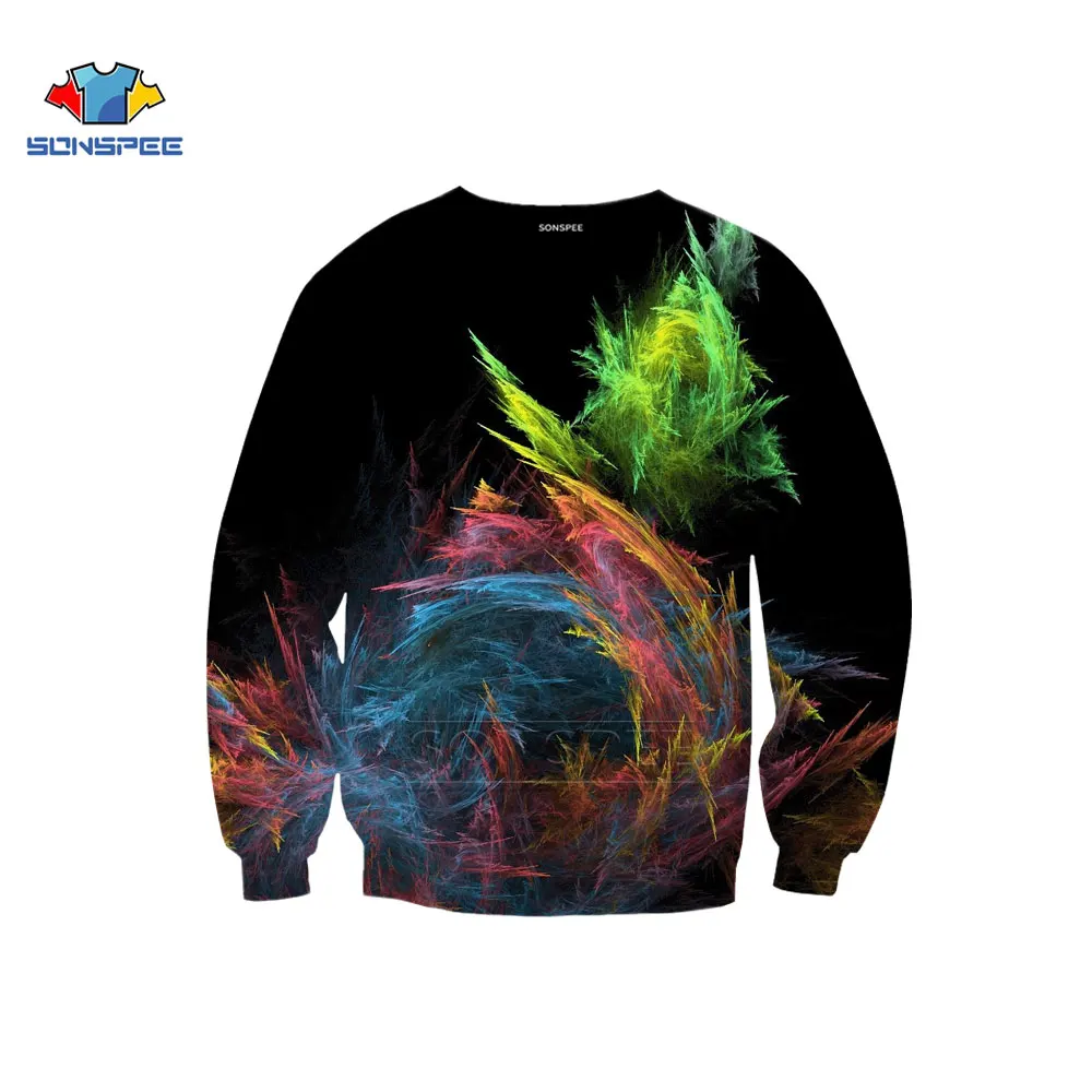 

SONSPEE 2021 New 3D Printing Plus Size Round Neck Sweatshirt Comfortable Personality Fashion Abstract Style Unique Bright Dark