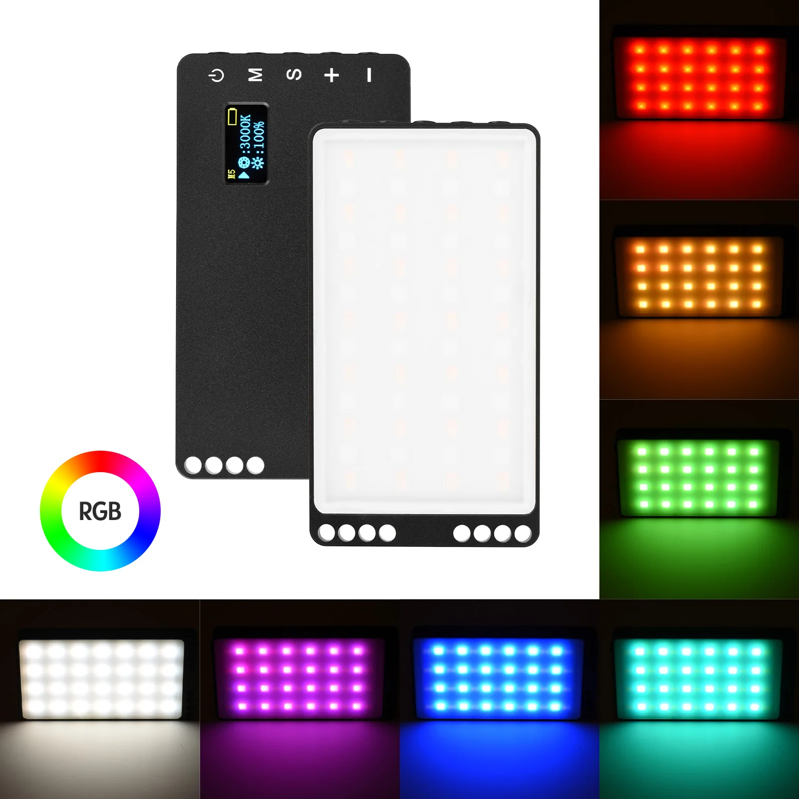 Компактный светодиодный осветитель для видеосъемки RGB 3000K-6500K с регулируемой