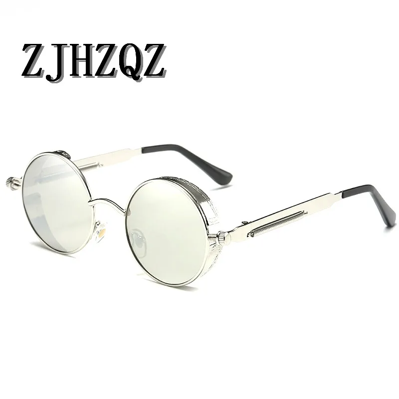 

Black Metal Black Polarized Round Sunglasses Mens Gothic Steampunk Sunglasses Womens Fashion Retro Vintage Polaroid Eyewear