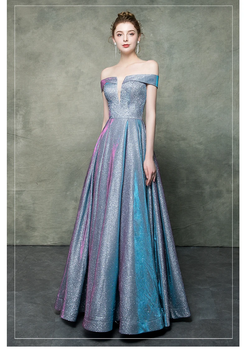 Robe De Soiree блестящее платье с v-образным вырезом длинное вечернее платье вечерние элегантные A Line блестящие Выпускные платья с поясом