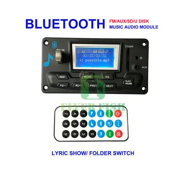 Цифровой ЖК-дисплей 12 В постоянного тока лирическое шоу Bluetooth MP3 декодер плата