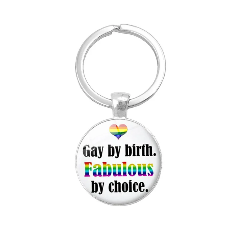 Men Women Gay Pride Rainbow Photo Cabochon Glass Pendant Keychain and Jewelry Accessories Key Chain Ring | Украшения и аксессуары