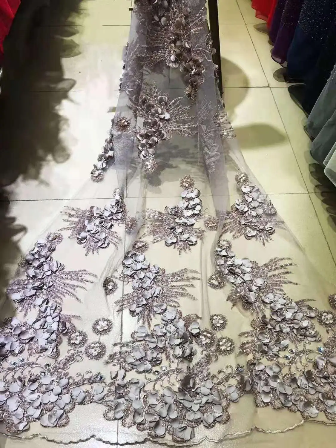 Красивые бусины стразы декоративная нить вышитая французская сетка тюль