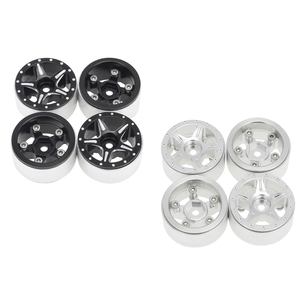 

4pcs Metal Wheel Rims Hub Set for Axial SCX24 90081 1/24 RC Crawler Car Accs
