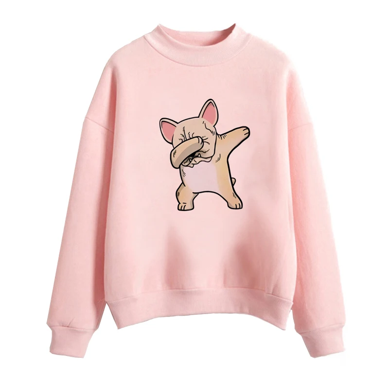 Французский бульдог Kawaii толстовки Толстовка розовый принт Harajuku уличная мода