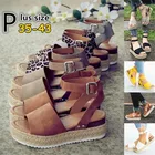 Женские соломенные Босоножки на платформе, летние туфли с открытым носком и ремешком на щиколотке, Летние эспадрильи с регулируемой пряжкой и резиновой подошвой