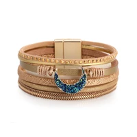 ornapeadia 2021 new bracelet for women ethnic style creative personality multi layer woven leather moon bracelet luxury jewelry
