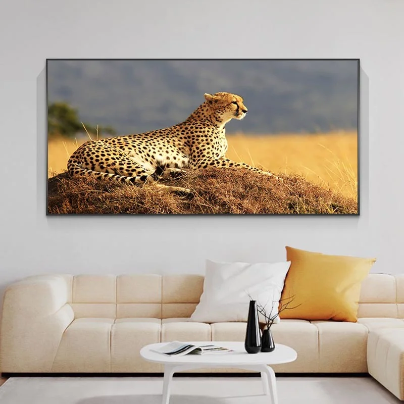 

Modern Leopard Poster Prints Pictures Wild Cheetah Animal Wall Art Canvas Painting Cuadros for Living Room Home Decor Frameless