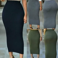 2020 new brand muslim thick solid skirt bodycon slim high waist stretch long women pencil skirt