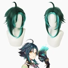 Парик для косплея аниме Genshin Impact Project, 40 см, парик для косплея Xiao Guardian Yasha из смешанных зеленых волос, парик для Хэллоуина 1:1, шапочка