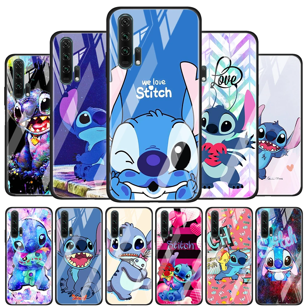 

Stitch cute cartoon for Honor 30 20 10 9X Pro Plus Lite 8X Huawei Y8P Y6P Y5P Y9 Y7 Y6 2019 Tempered Glass Phone Case