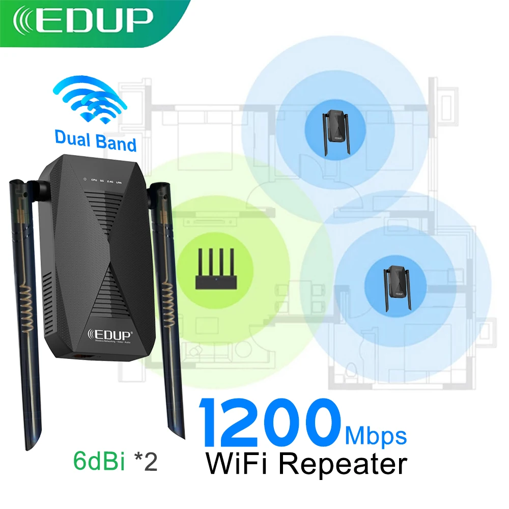 Фото - Беспроводной Wi-Fi ретранслятор EDUP, 5 ГГц, 1200 Мбит/с, сетевой расширитель 802.11N, режим AP, шифрование WPS, 2,4G, Repite 300 мбит с usb беспроводной wi fi смарт тв сетевой адаптер универсальный hdtv rj45 lan порт ретранслятор ap wps для samsung lg sony tv