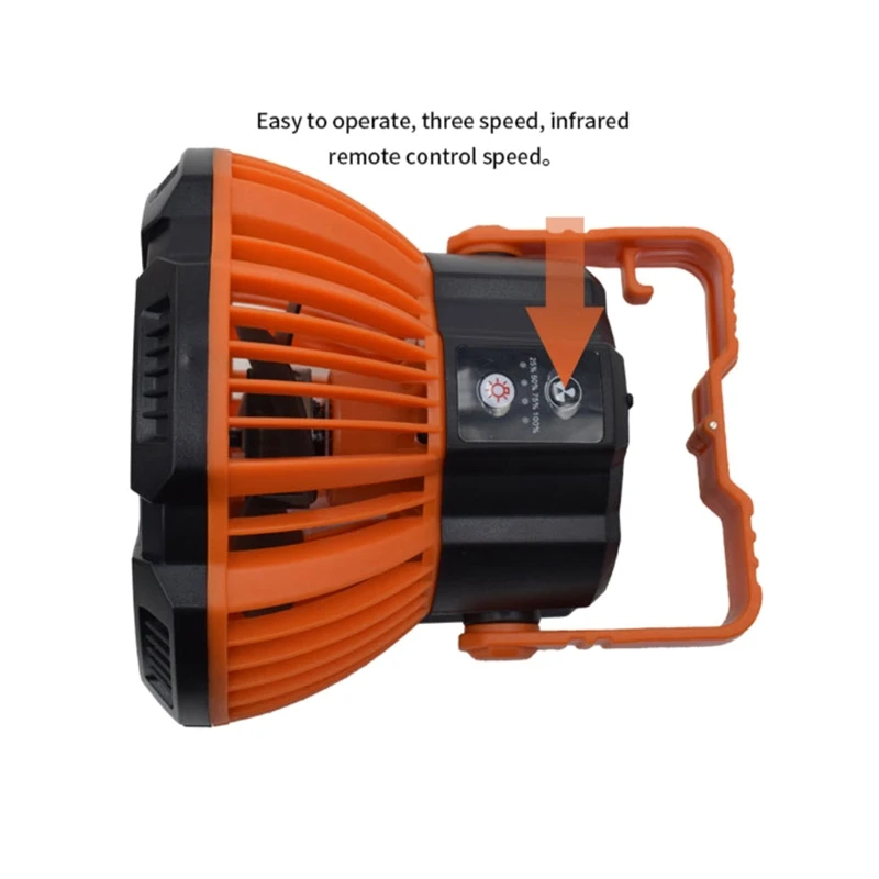 

Outdoor Fan 5200mAh Rechargeable Ceiling Fan LED Lighting Low Noise Emergency Electric Machine for Camping Fishing Picni