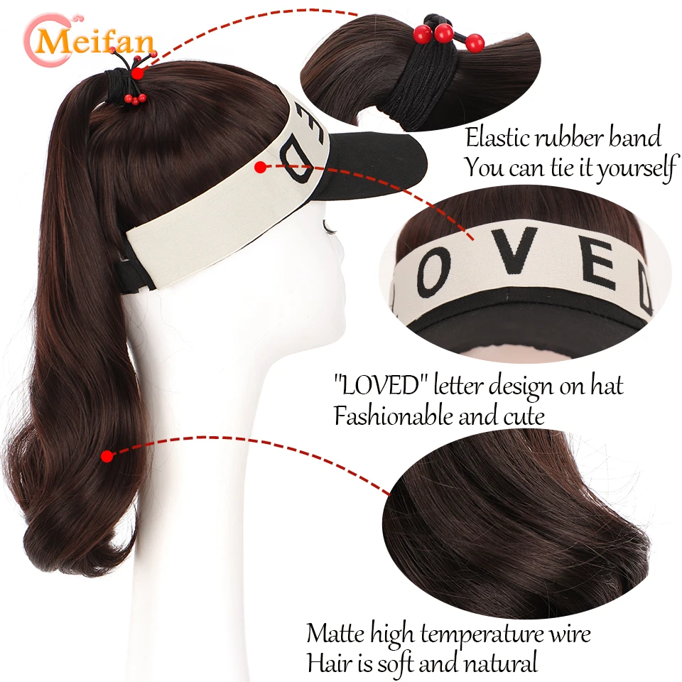 Парик MEIFAN для наращивания конского хвоста из натуральных волос с цветной шляпой