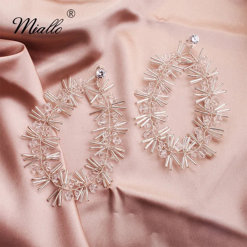 

Miallo 2019 Newest Luxury Austrian Crystal Wedding Earring Long Big Handmade Bridal Drop Earring Women Lady Eardrop