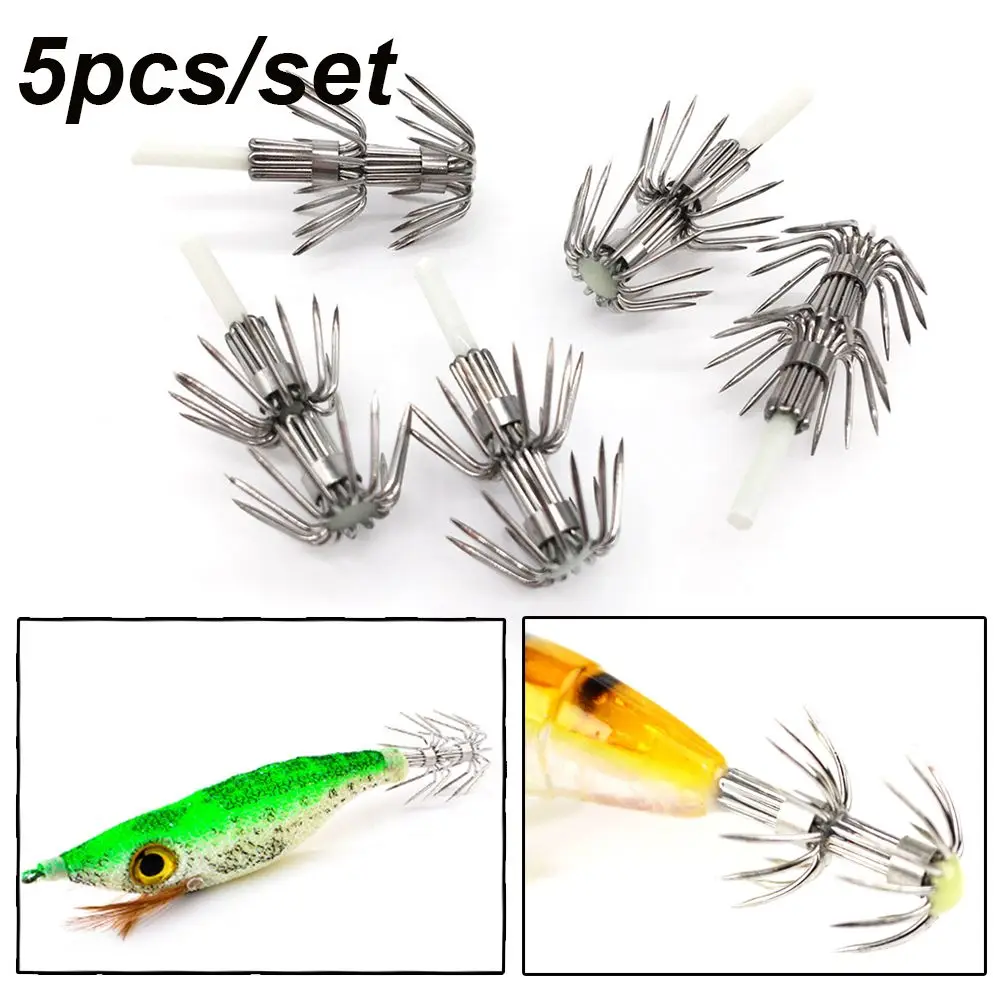 

Jigs Wood Shrimp Lures Double layer Fishing Tackle Umbrella hook Glow in Dark Octopus Squid Lure Hooks Plastic Baits