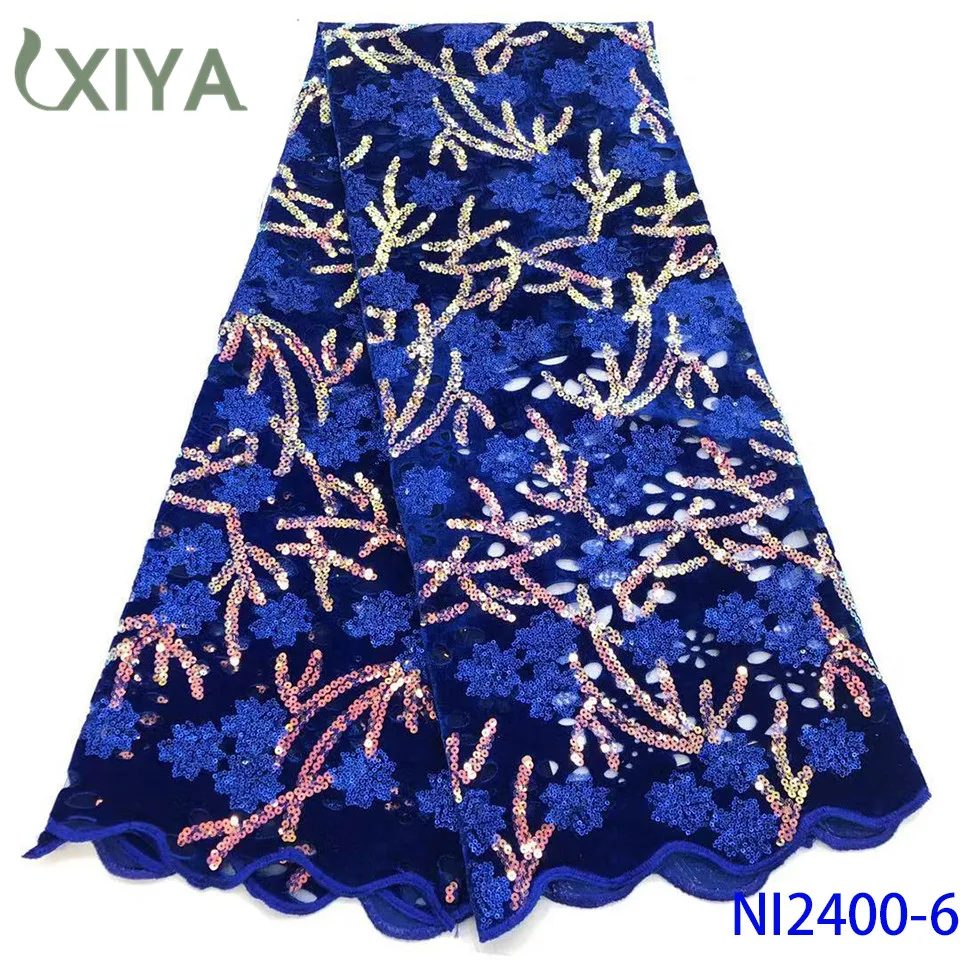 

Latest Purple Nigerian Velvet Lace Fabric Good Quality Sequins African Lace Fabric for Wedding Sequence Lace Materials NI2400