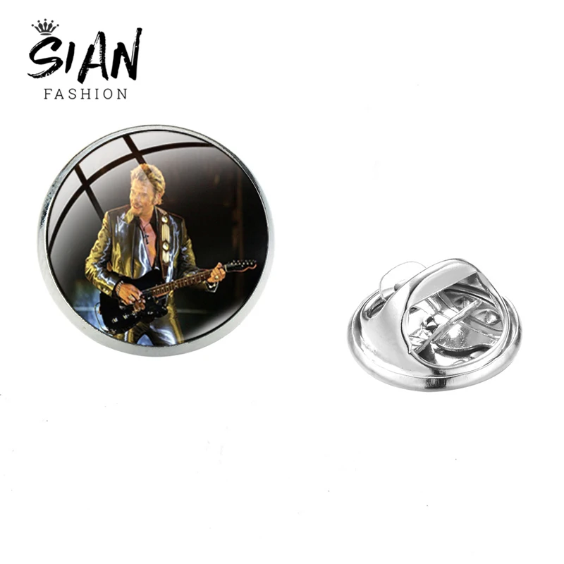 Азиатских музыка певица Джонни Холлидей из нержавеющей стали на булавке значок