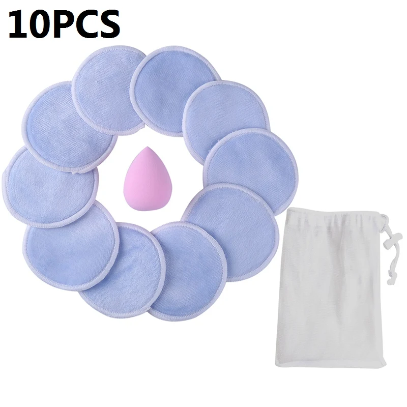 10pcs 3/6/10 шт мягкой микрофибры косметическая губка тканевая прокладка многоразовые средство для снятия макияжа с ватным тампоном для чистки лица спонж для умывания косметический инструмент - Цвет: 10pcs