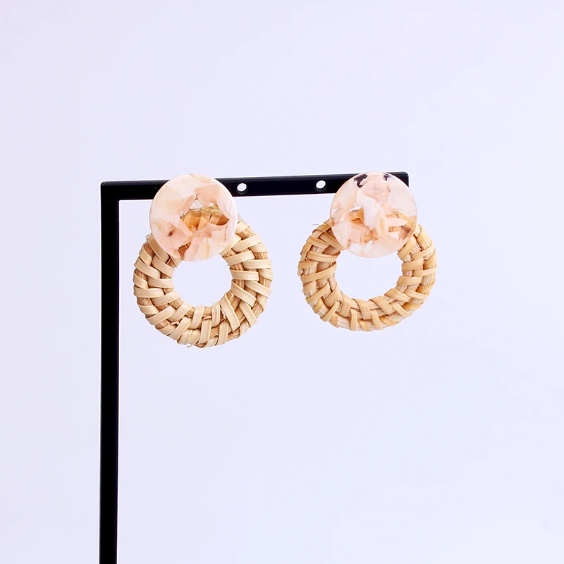 Корейские серьги из ротанга YAMEGA ручной работы уникальные деревянные