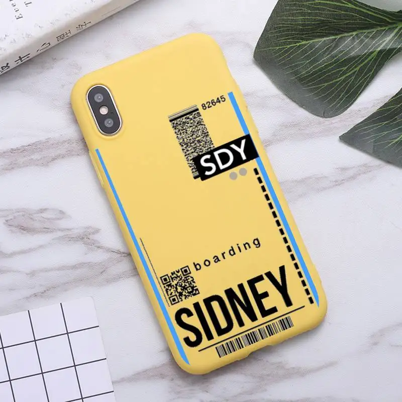 

Air ticket airplane travel Phone Case Candy Color for iPhone 6 7 8 11 12 s mini pro X XS XR MAX Plus
