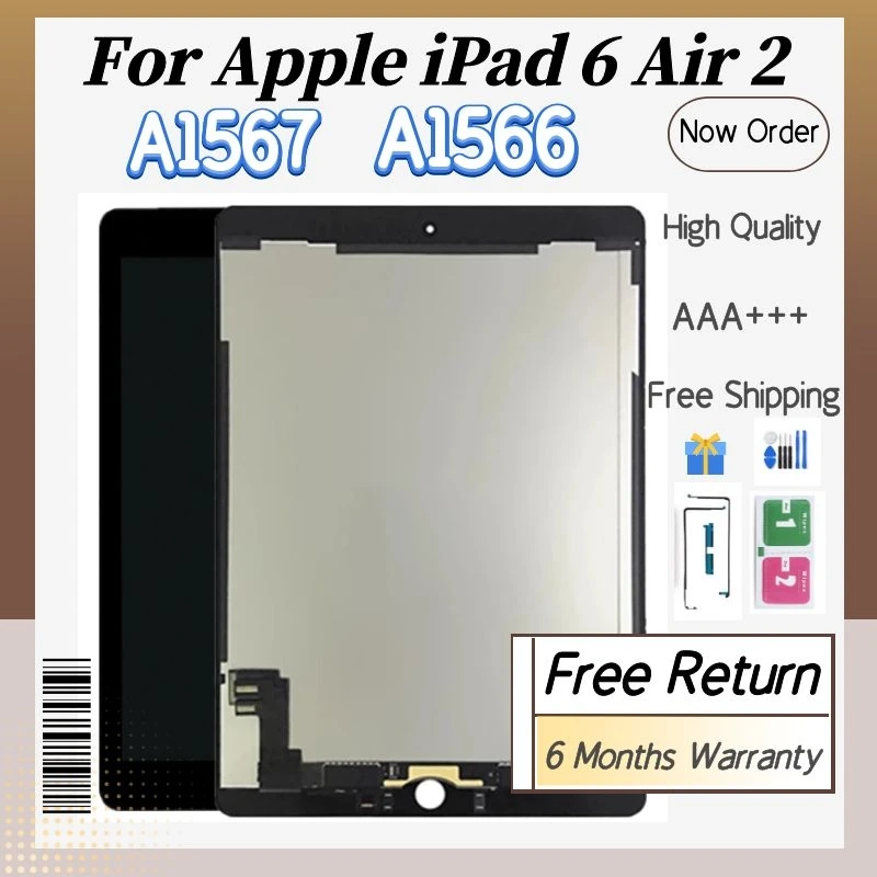 9.7"  For Apple iPad 6 Air 2 LCD Display Touch Screen Sensor Digitizer Panel Assembly Replacement LCD For iPad 6 A1567 A1566