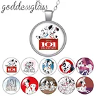 Ожерелье с подвеской из стекла и кабошона, покрытое серебром, с изображением семьи симпатичных собак из мф Disney 101