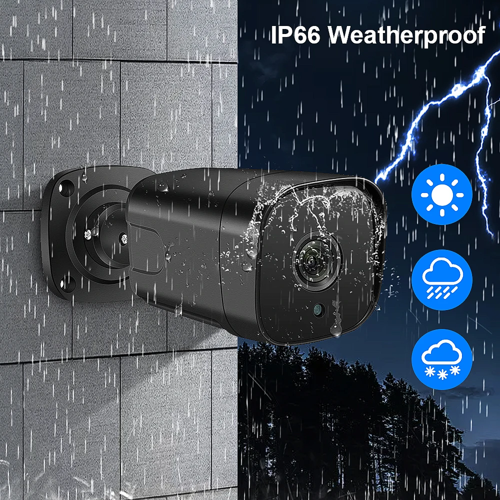 H.265 CCTV 4 Camera Security System POE 4K NVR Kit 4CH Outdoor Motion Detection Bullet Surveillance 8MP XMEYE | Безопасность и